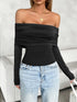 'Yarrow' Off Shoulder Ruched Crop Top - Celes Fashion